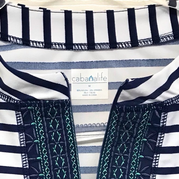 Cabana Life Embroidered Ruched Rash Guard - Picture 13 of 16